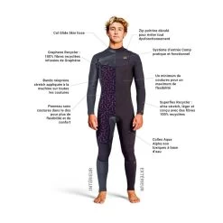 Combinaison Billabong Revolution Chest Zip 3/2 - Black Clay -Plongée Soldes combinaison billabong revolution chest zip 32 black clay 6