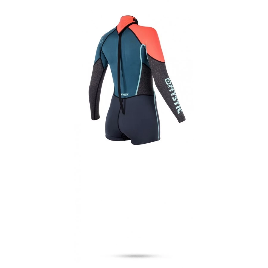 Mystic Diva Longarm Shorty 3/2mm Back Zip Women Teal 2 Mystic Diva Longarm Shorty 3/2mm Back Zip Women Teal – Image 2