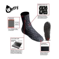 Wetty - Chaussons Néoprène 3mm - Fish -Plongée Soldes wetty chaussons neoprene 3mm fish 3