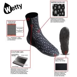 Wetty - Chaussons Néoprène 5mm - Vannes -Plongée Soldes wetty chaussons neoprene 5mm vannes 3